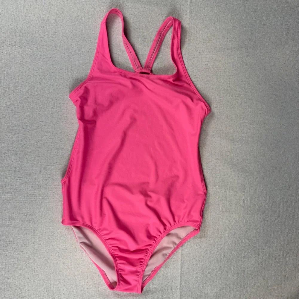 The Childrens Place Girls Neon Pink Strappy Back One Piece Swimsuit Size XXL 16